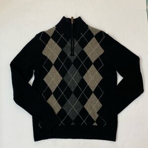 J.Crew Mens Lamb Wool Argyle Diamond Knit 1/4 Zip
Pullover Sweater Size Medium
